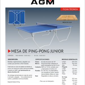 MESA PING-PONG CON RED AZUL 2