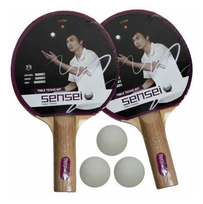 Set Ping Pong Sensei Portátil — Red Retráctil + 2 Paletas + 3 Pelotas